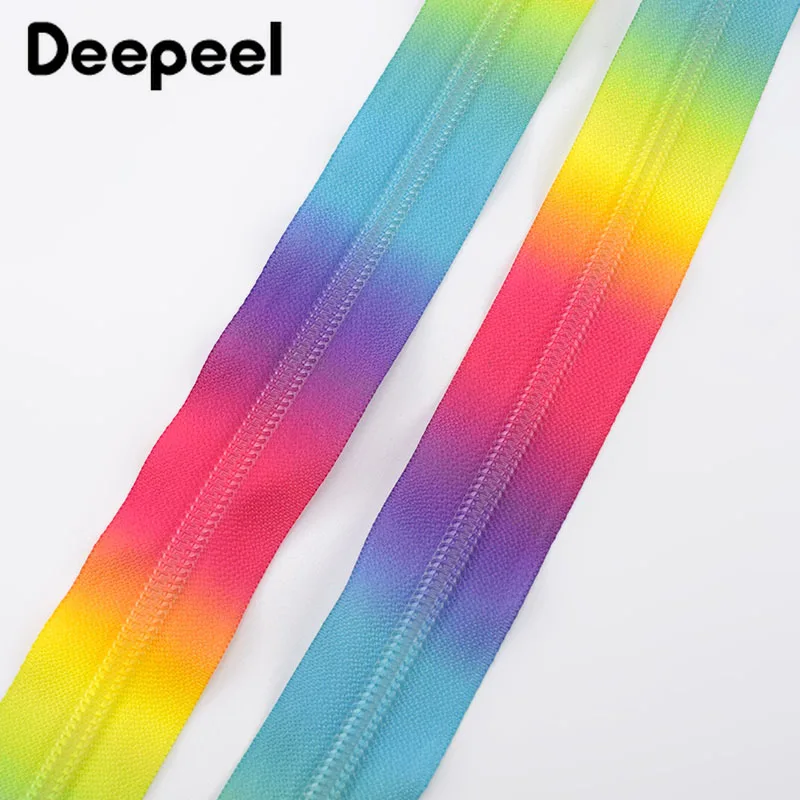 

10M Deepeel 5# Color Printed Nylon Zippers for Sewing Handbag Travel Bag Plastic Zips Repair DIY Clothing Garment Accessories