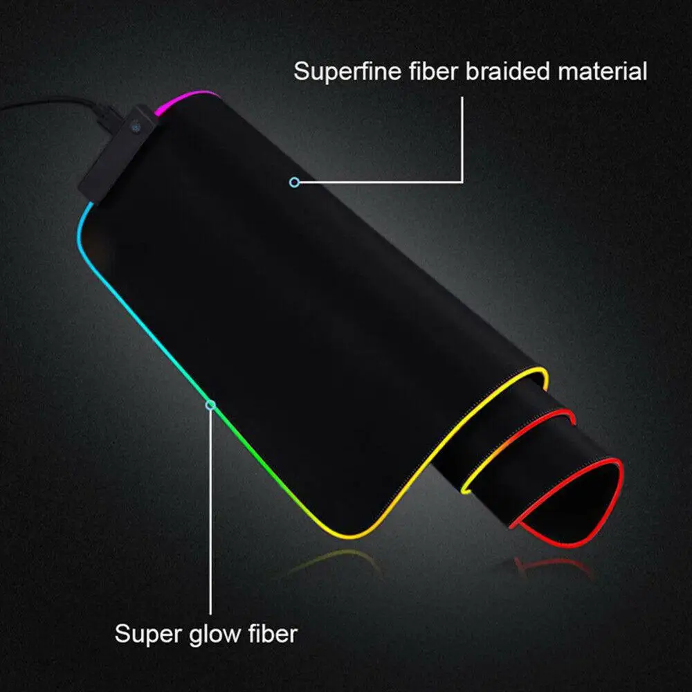 Большой светодиодный RGB коврик для мыши USB Проводное освещение игровой коврик для мыши для игр коврик для мыши для компьютера Overwatch Pubg Dota 2 borderland