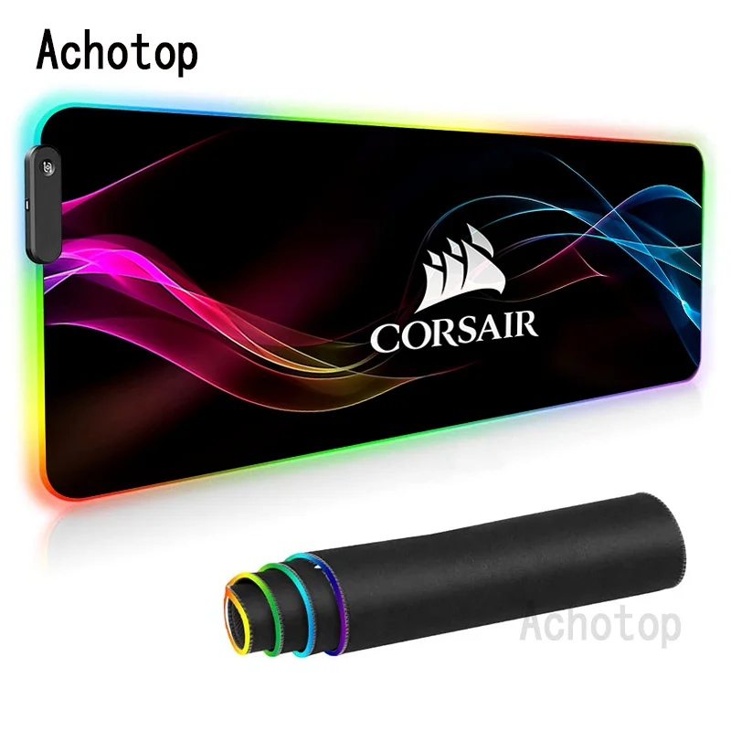 

CORSAIR Logo RGB Mousepad Large Gaming Mouse Pad Computer PC Carpet Gamer Keyboard Gaming LED Lighting Colorful Luminous Mouspad