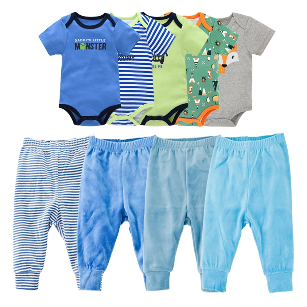 

Baby Bodysuit + Pants Summer Kids Clothes Set Cartoon Cute Baby Girl Clothes 100% Cotton Pyjama bebe Baby Boy Outfit