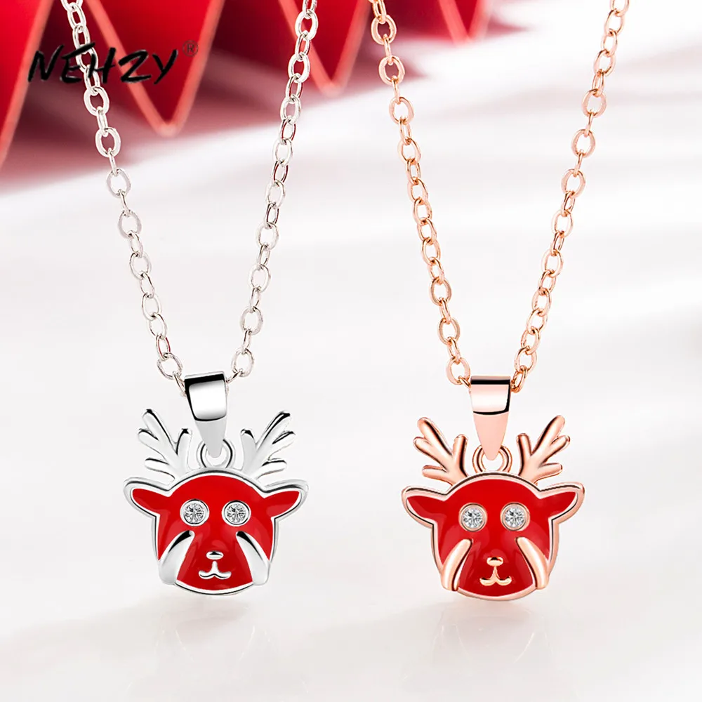 

NEHZY S925 Stamp 2022 New Women's Fashion Jewelry High Quality Fawn Cubic Zirconia Red Pendant Necklace Length 45CM