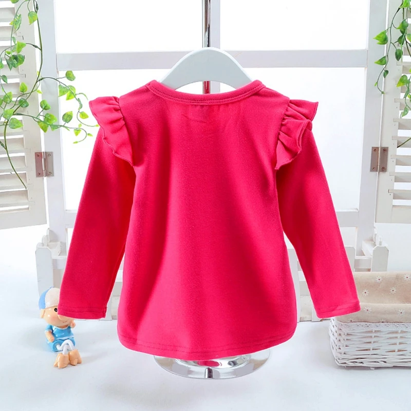 Весенне осенние Топы для маленьких девочек футболки с длинными расклешенными