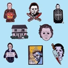 Эмалированная брошь в виде Хэллоуина Майкла Майерса из фильма ужасы, булавки, Значки для воротника, булавки для лацканов, Модные металлические ювелирные изделия из сплава, аксессуары