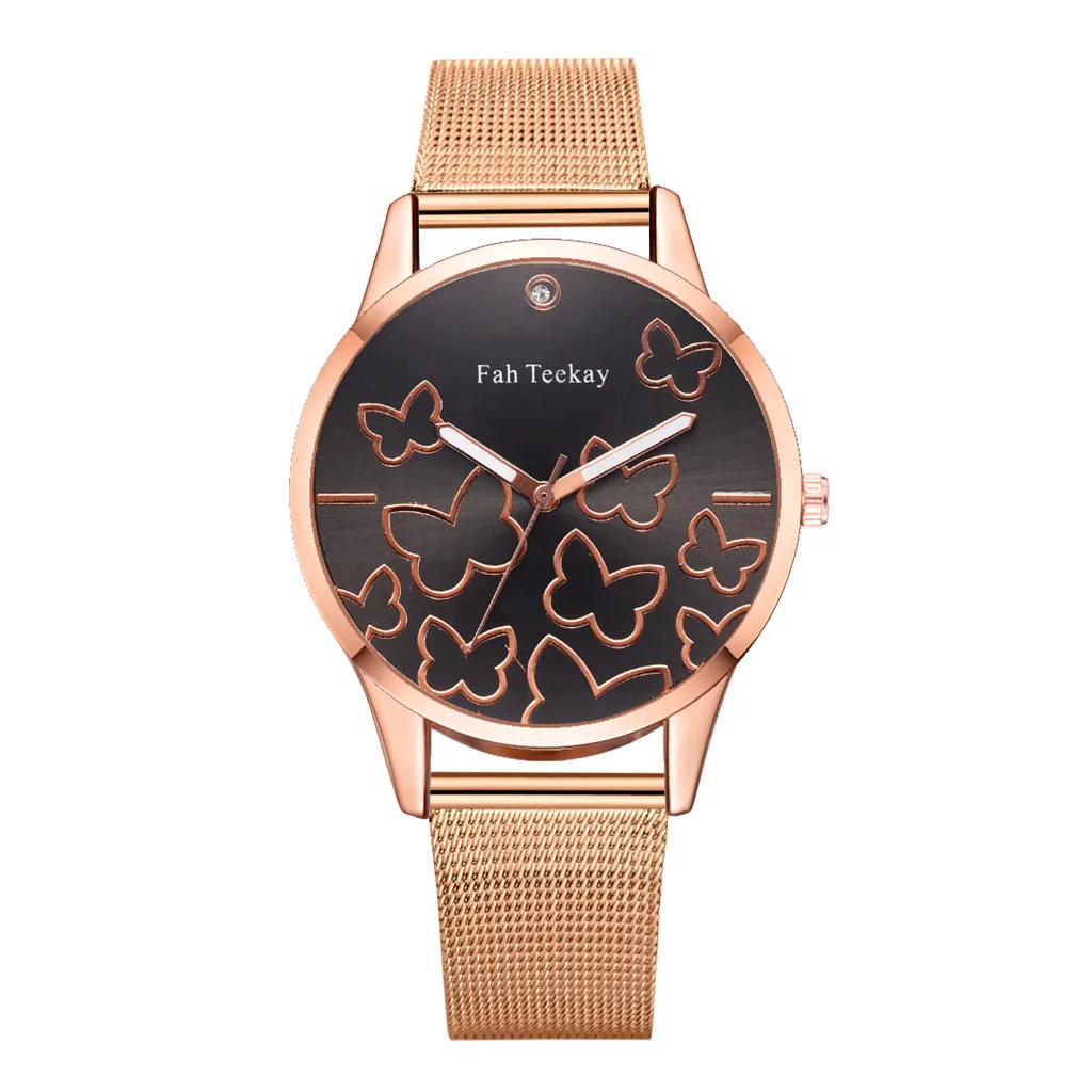Мода бабочка Летающий танец Циферблат без шкал Женский сетчатый с Кварцевые часы