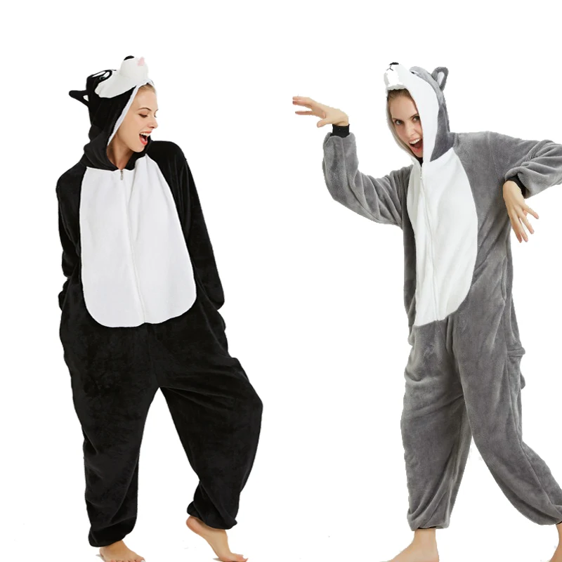 Пижама Кигуруми для взрослых фланелевый пижамный комплект Хаски единорог