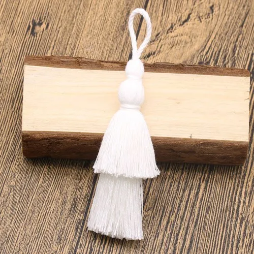 White 1pcs 12 см длинная хлопковая кисточка 2 слоя дизайн цветная кисточка для поделок телефон подвеска брелок подвесной мешок украшение одежды 1 шт - Цвет: White 1pcs