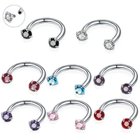 cz lip ring u shaped nose ring zircon horseshoe circle earring stainless steel earrings puncture jewelry cubic zirconia 16g