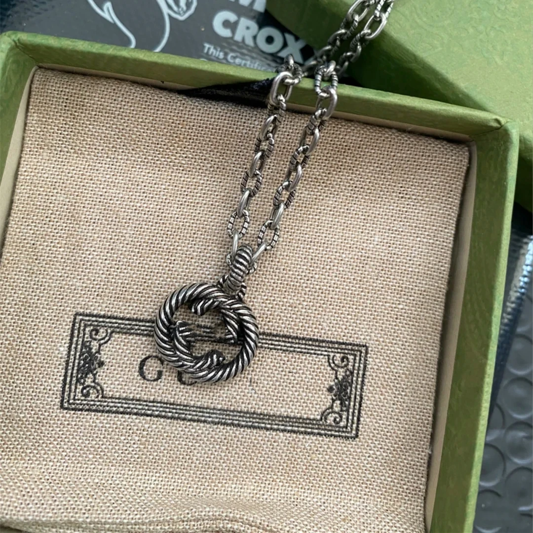 

S925 1:1 Sterling Silver Pendant Necklace, Classic, Fashion, Letter G, Men's, Women's Jewelry