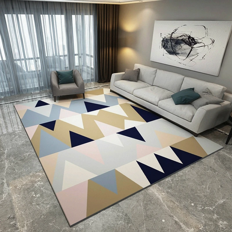 Большой ковер с геометрическим рисунком в скандинавском стиле декор для