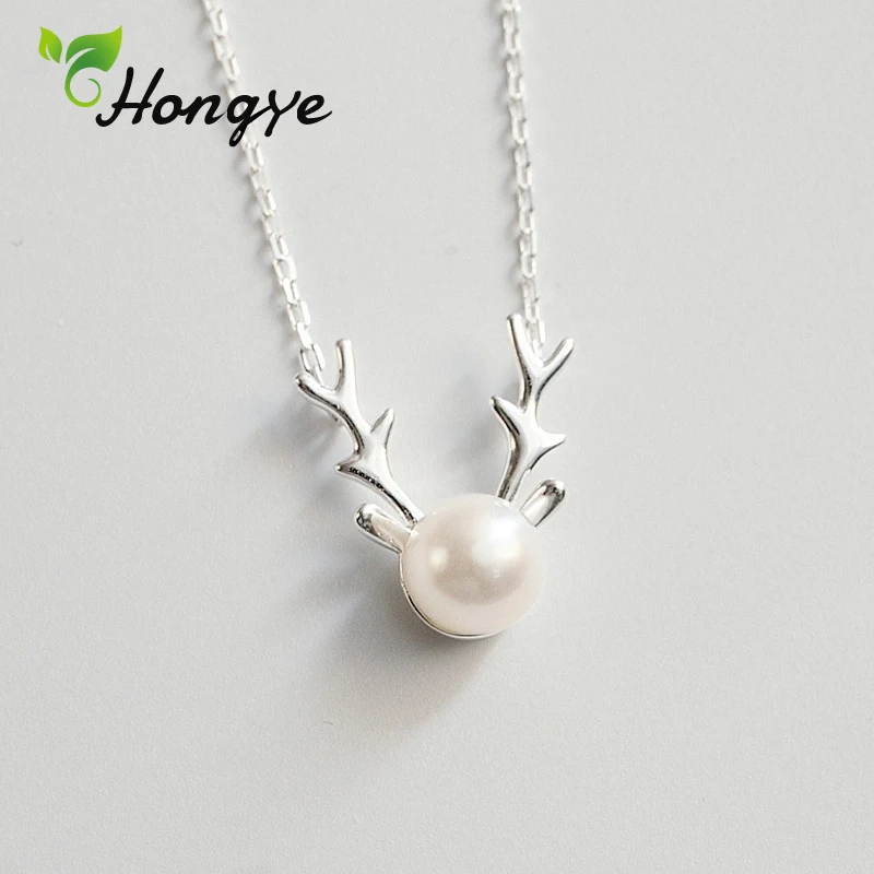 Hongye Рождество олень кулон ожерелье Элегантный чокер пресноводный жемчуг шею