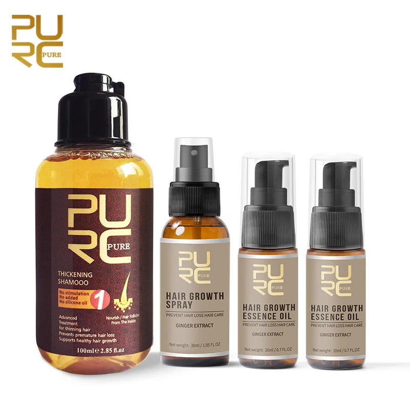 

PURC Fast Hair Growth Essence Oil Prevent Hair Loss Treatment And Growth Hair Spray Thicken Hair Shampoo Set Hair Care Products