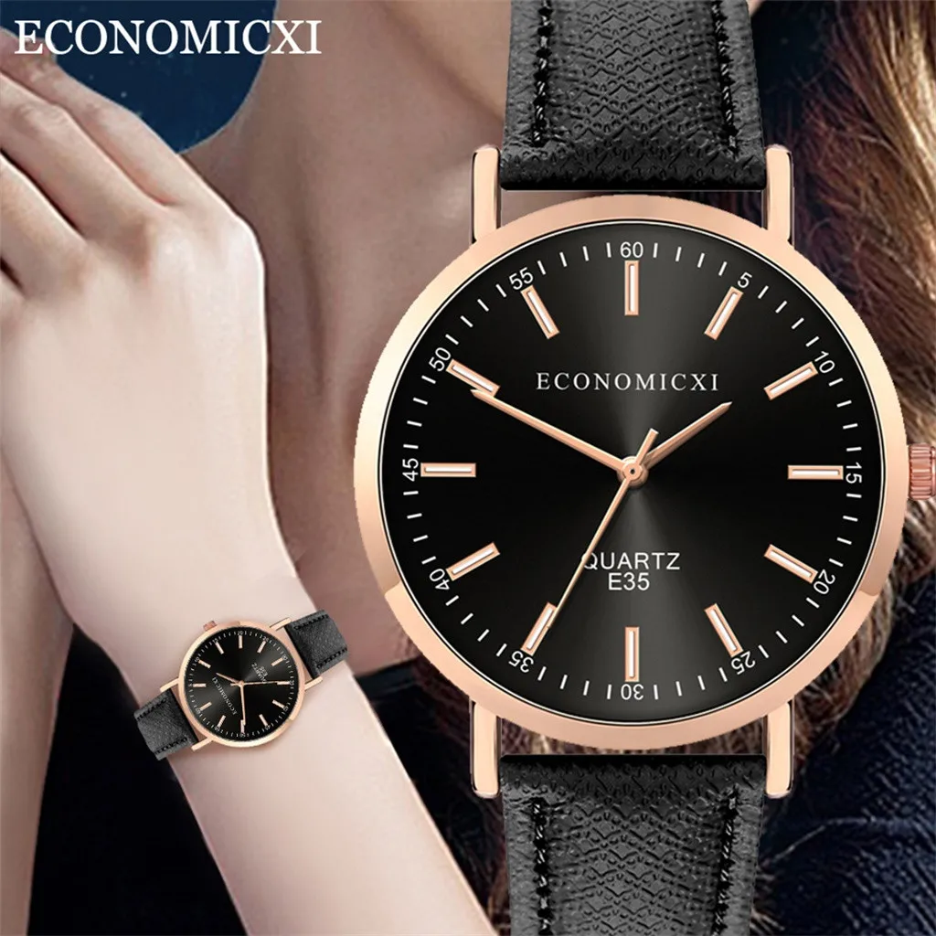 Часы женские кварцевые с кожаным ремешком Простые Модные повседневные наручные
