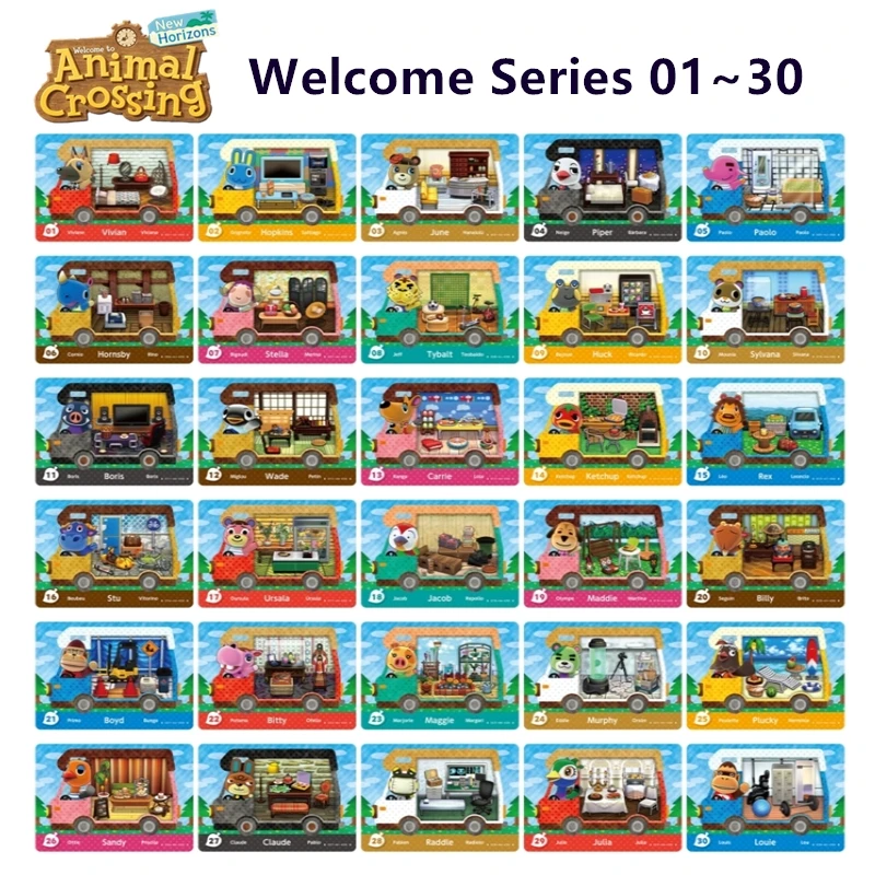 

1~30 Welcome Series Animal Croxxing Card Work For New Leaf NFC Printing CV Car RV Card