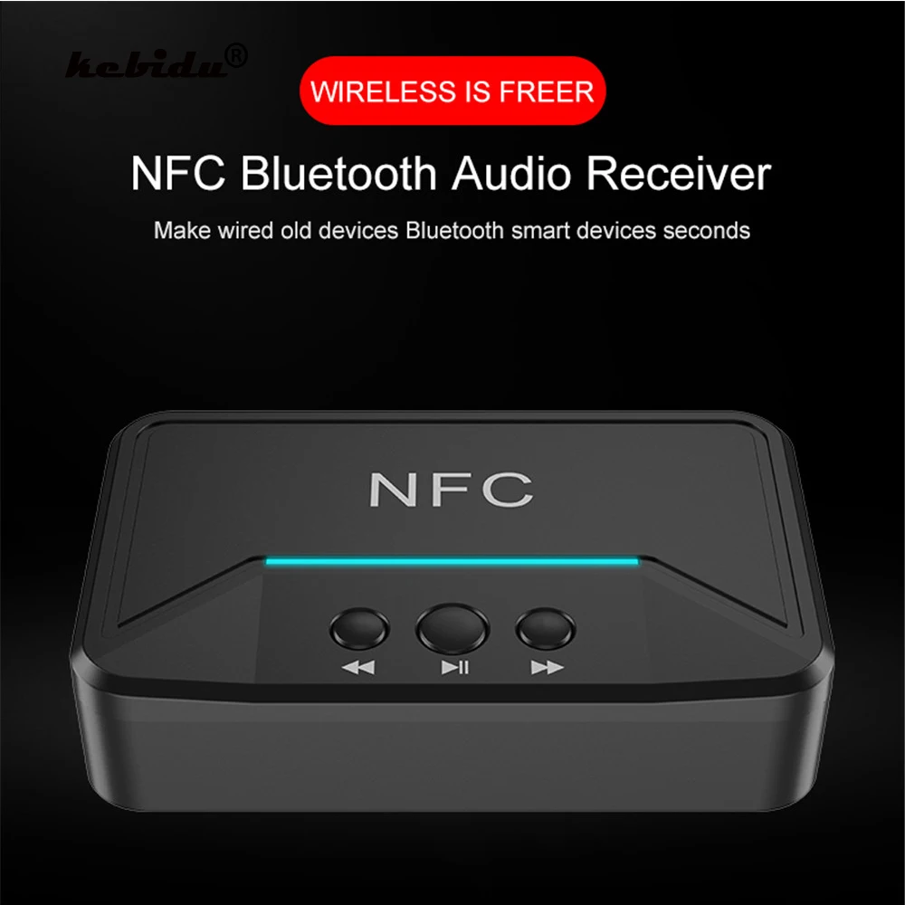 

kebidu V5.0 Bluetooth Receiver NFC Music Stereo Sound Wireless Audio Adapter 3.5mm AUX/RCA Car Speaker Bluetooth Adapter BT200