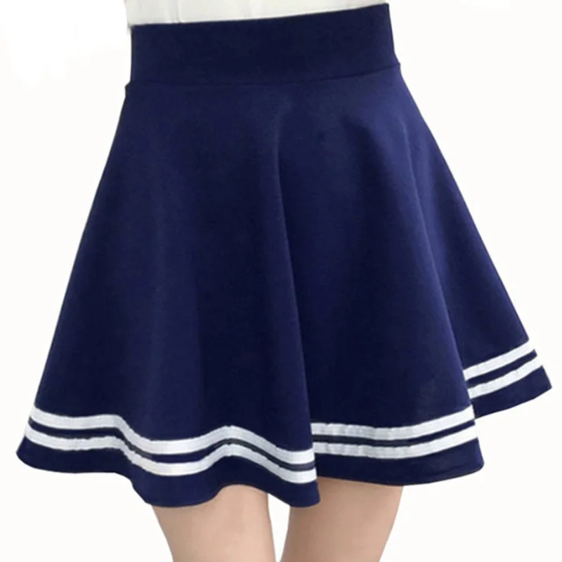 

Юбка-мини женская, расклешенная, с высокой талией, в полоску, в Корейском стиле, плиссированная летняя юбка