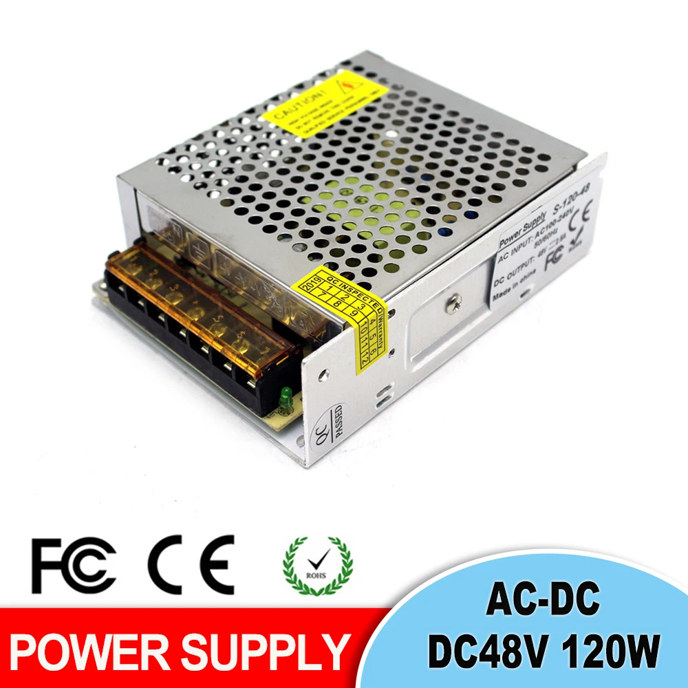 Universial Регулируемый источник питания 48V 2.5A 120W светодиодный адаптер трансформатор