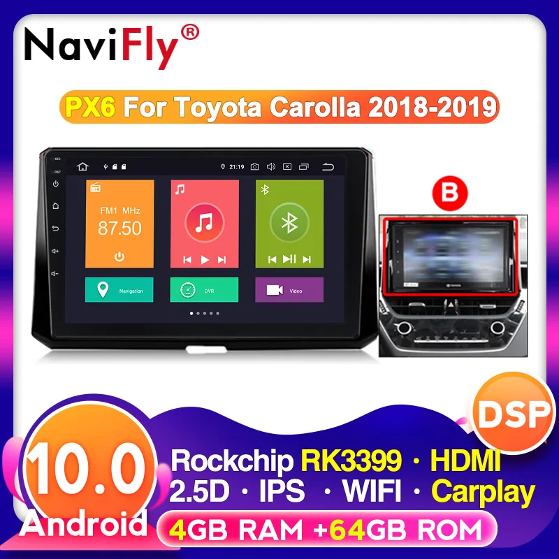 Автомобильный мультимедийный плеер 4G LTE IPS DSP Android 10 радио аудио для Toyota Corolla 2018 2019