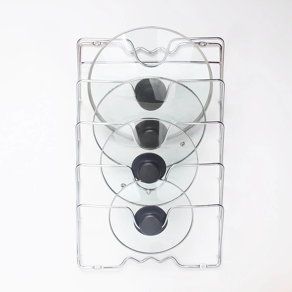 

Настенный органайзер для кухни, 5 уровней, для крышки кастрюли, стеллаж для горшков, Многофункциональная подставка для крышки кастрюли, стел...