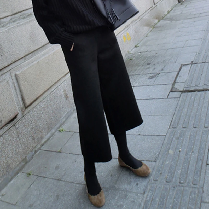 Новинка 2021 зимние женские брюки больших размеров плотные шерстяные девять