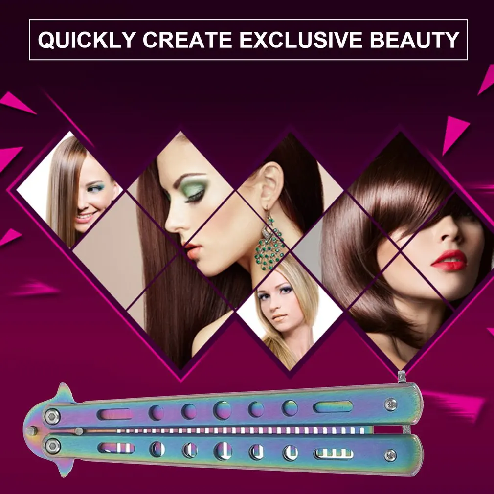 

Automatic Spin Comb Butterfly Color Titanium Hairdressing Tools Butterfly Knife Safety Long-lasting Comb