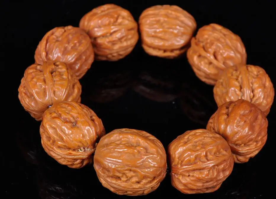 

LETSFUN Fine Jewelry Collection Rare Old Walnut Kernel Walnut Nuclear Carved Amulet Pray Bracelet Free Shipping
