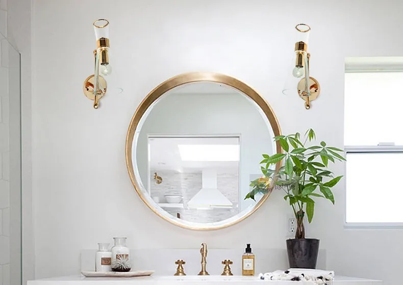 Modern Simple Glass Wall Lamp With Gold Copper Base Applique Murale Led aplique luz pared | Лампы и освещение