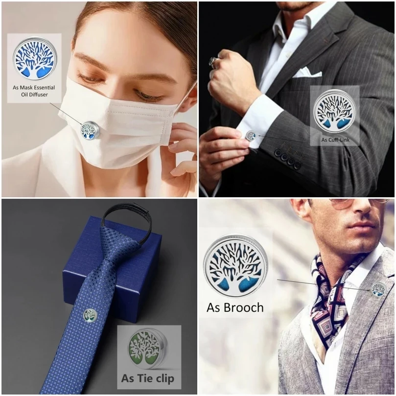 2021 New Aromatherapy Mouth Mask Buckle Brooches Cufflinks 12mm Stainless Steel Locket Perfume Essential Oil Diffuser Face Clip | Красота и