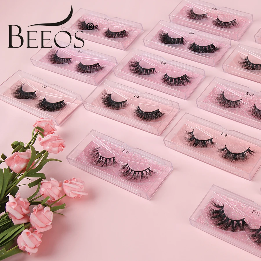 Beeos E style оптовая продажа 3D настоящие норковые ресницы без коробки накладные