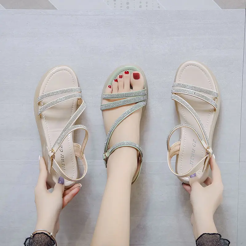 

Comfy Sandals Women Peep Toe Shoes Candy Colors,Female Teenagers Sandals Apricot/Mint Green Office Lady Durable Outsole Shoes