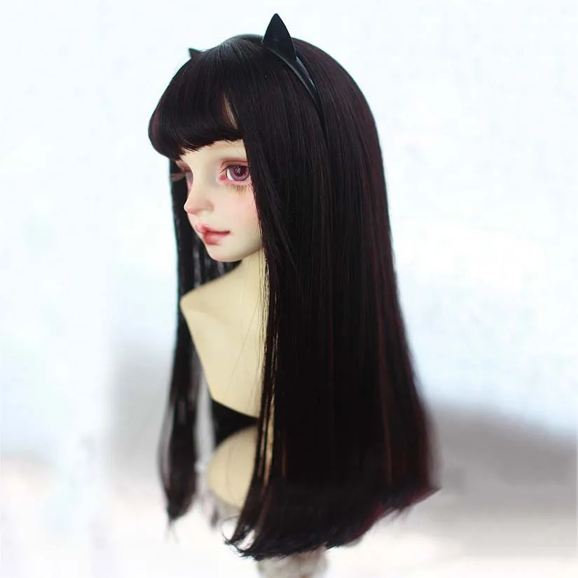 Прямой парик Allaosify 1/3 1/4 1/6 1/8 для кукол Bjd из термостойкого волокна бесплатная