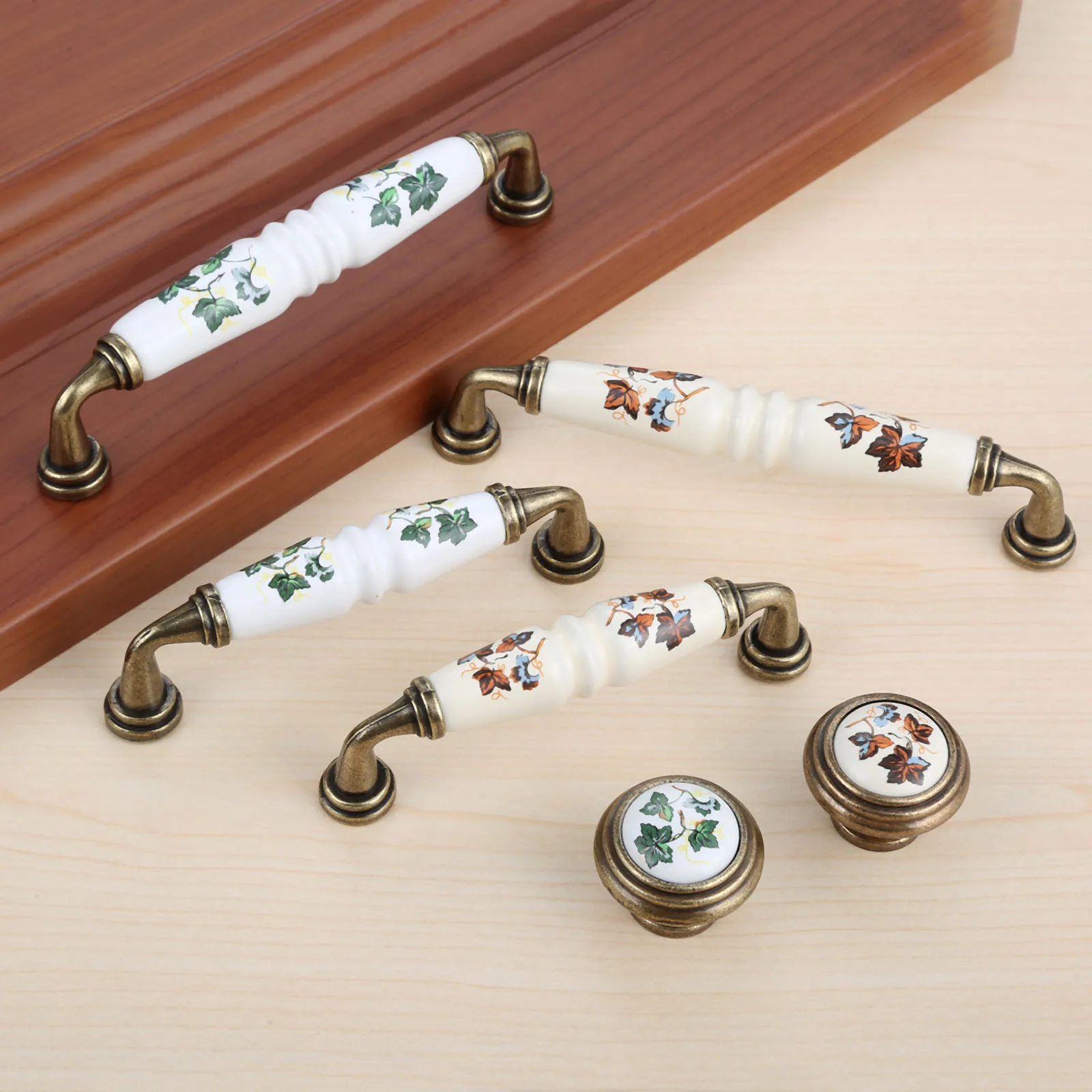 DRELD Vintage Rural Ceramic Drawer Cupboard Door Furniture Handles Cabinet and Knobs Dresser Kitchen Pull +M4x25mm Screw | Обустройство