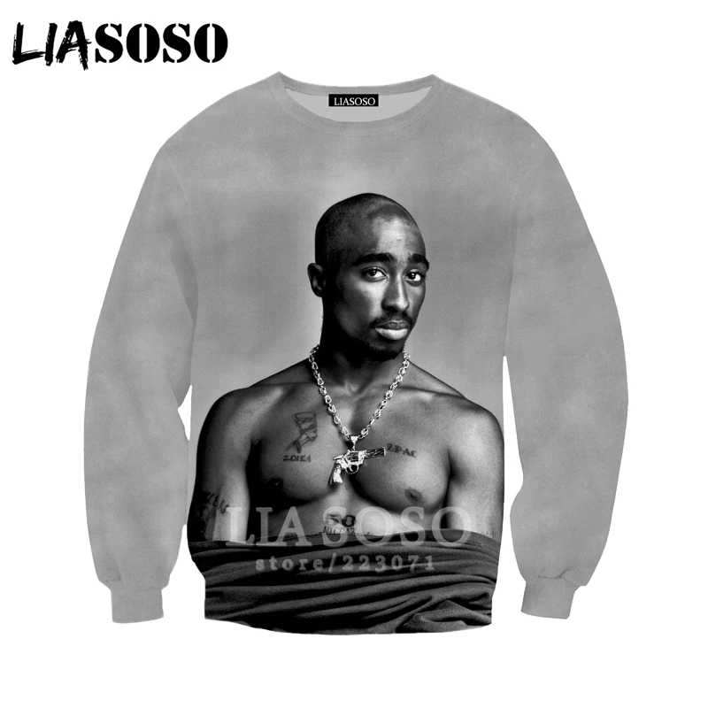 2pac, толстовка LIASOSO, новинка, для мужчин и женщин, забавные толстовки, 3D принт, рэпер, хип-хоп, длинный рукав, уличная одежда, топы, пуловер с круглым вырезом, B182-07 - Цвет: 12