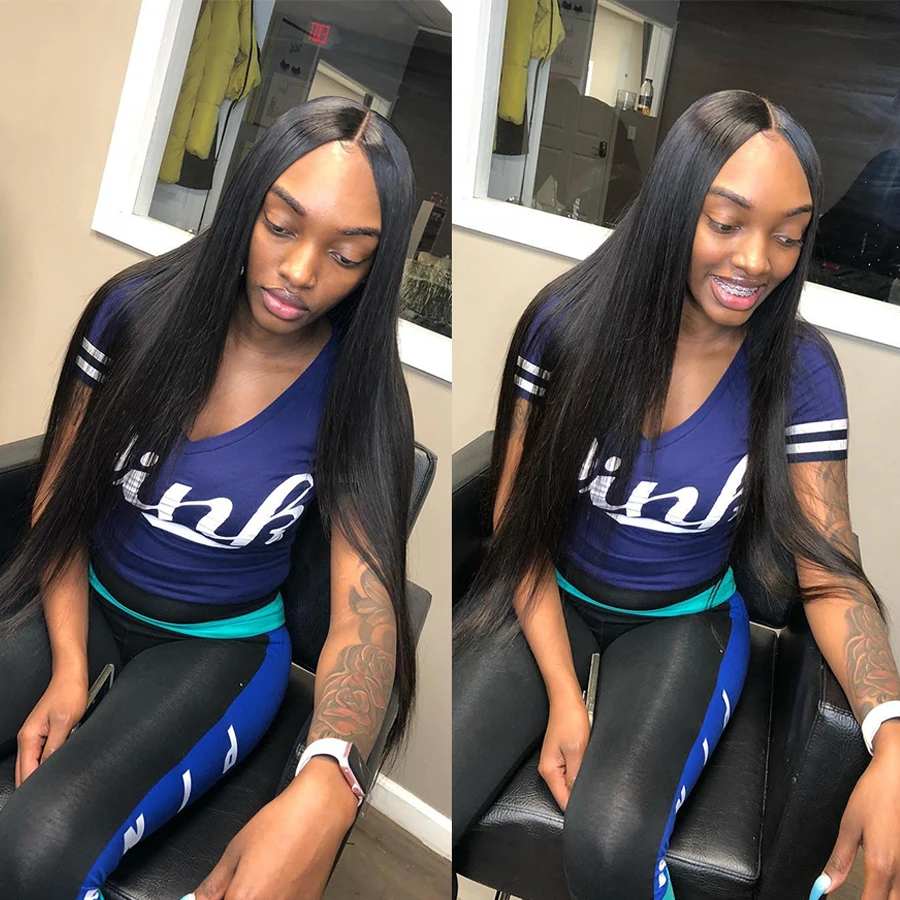 Пряди с застежкой перуанские прямые человеческие волосы пряди кружевом