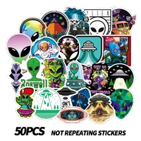 50pcs outer space stickers toys for children alien ufo astronaut rocket ship planet sticker to scrapbooking skateboard laptop
