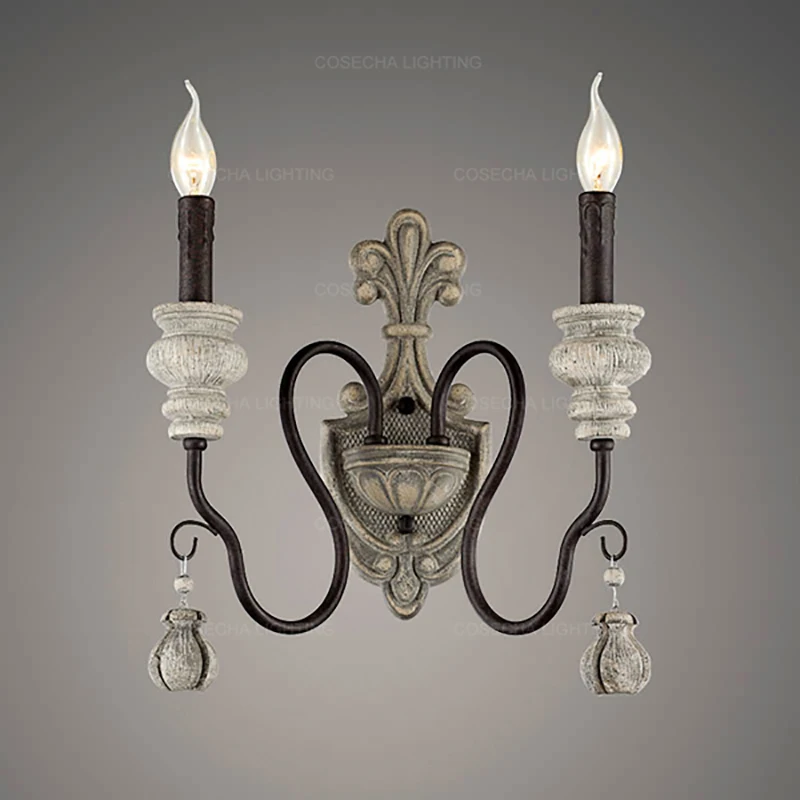 Винтажные Деревянные Настенные светильники с деревенским железным ретро бра