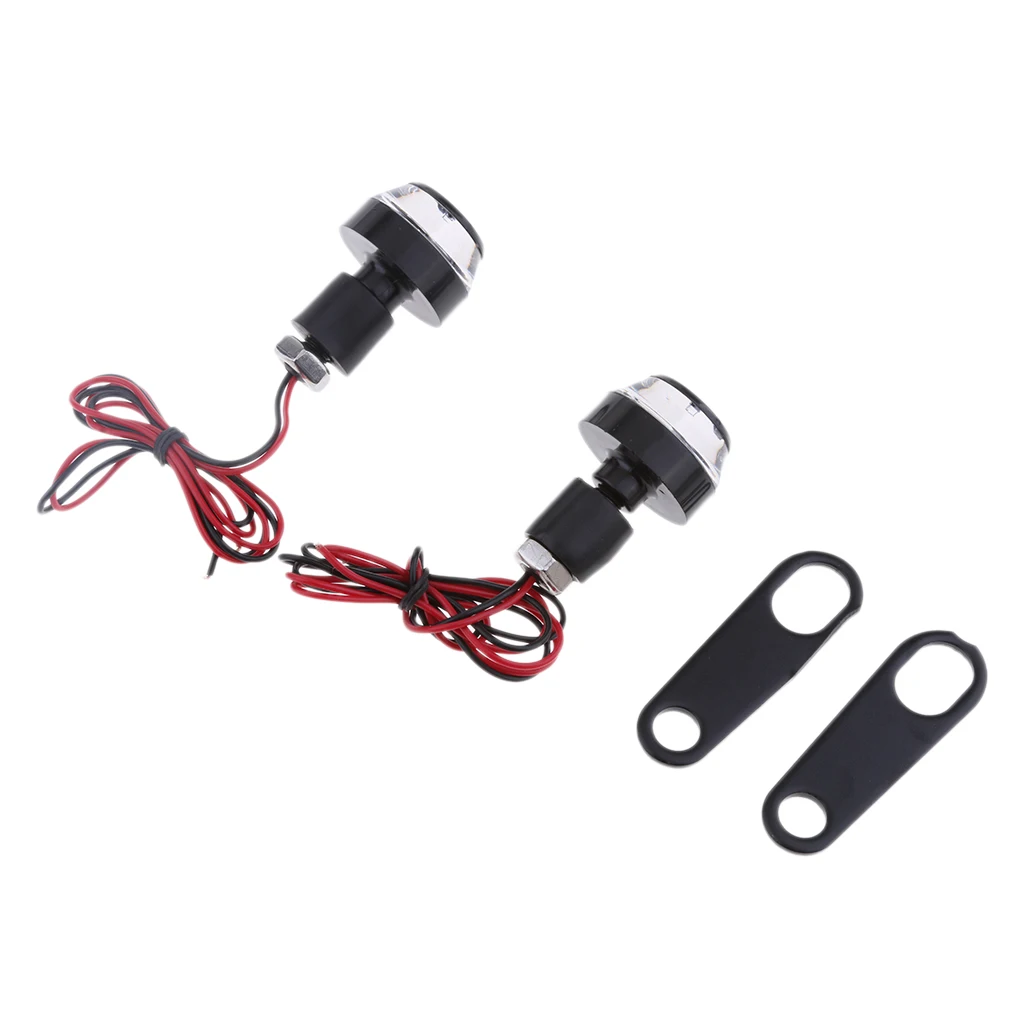 

Motorcycle Handlebar End Plug Indicator LED Turn Signal Light with Black Brackets