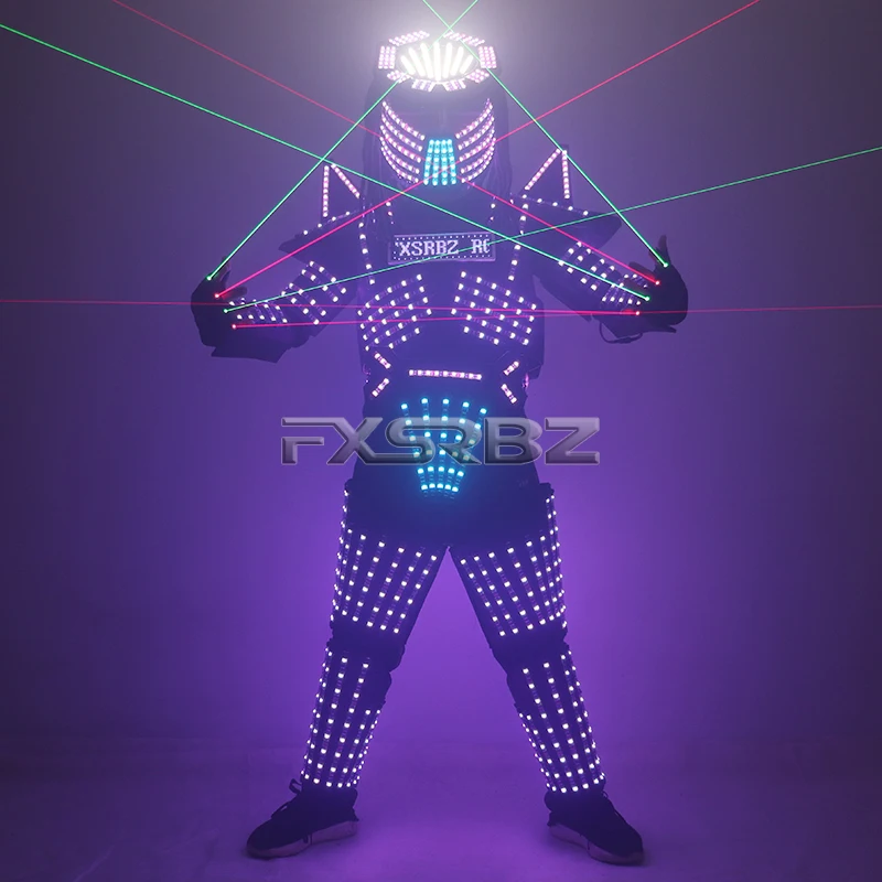 LED Robot Suit Costume Stage Dance RGB Luminous Armor Nightclub Bar Light Show Mechanical Clothes jacket |