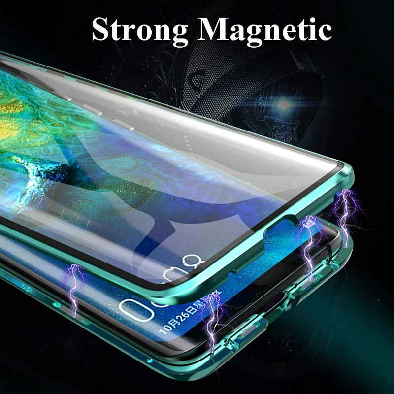 Роскошные магнитные поглощающие металлические флип-Чехлы для huawei Nova 4 Nova4 Передняя Задняя Двусторонняя стеклянная крышка для телефона huawei Nova4 бампер