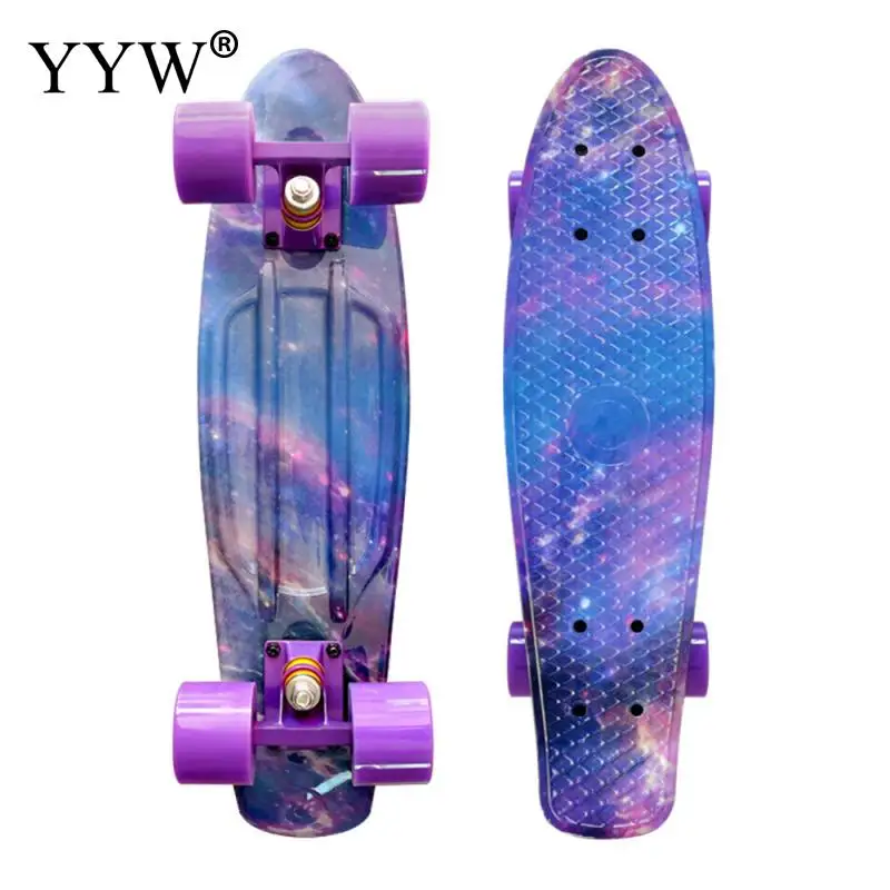 Новинка 2021 скейтборд 22 дюйма мини круизер с принтом Галактики Лонгборд