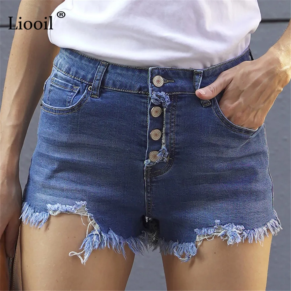 

Хлопковые Рваные джинсовые шорты с пуговицами и бахромой для женщин, лето 2022, уличная одежда с карманами, пикантные эластичные джинсовые шо...