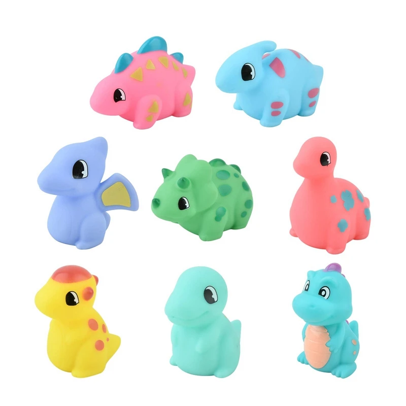 

8PCS Glowing Dinosaur Baby Bath Toy Flashing Color Changing Light in Water Floating Bathtub Toys for Toddlers&Infant