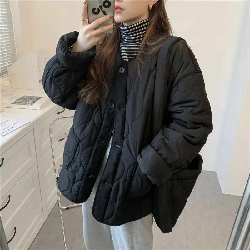 

HziriP OL New Autumn Winter Coat Women Vintage Elegant Solid Thick Warm Stitching Faux Lamb Wool Loose Jacket Female Parkas