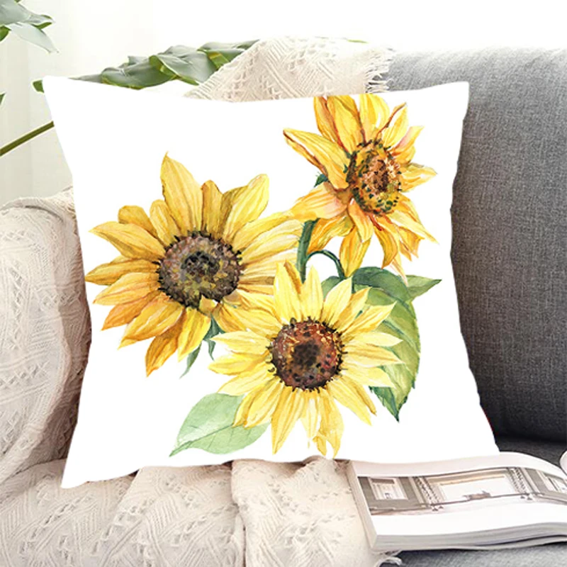 

1pcs Sunflower Sunflower Hugging Pillow Cover Home Sofa Cushion Without Core Flower Cushion Cover 45*45CM