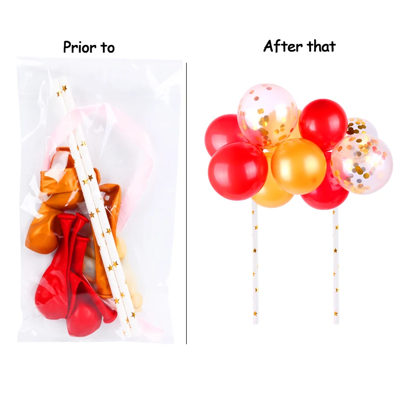 1set caketopper D 10 шт., 5 дюймов, мини-шары, топпер для торта, конфетти, воздушные шары, вечерние украшения на день рождения, Детские золотые балоны, декор для детской вечеринки и свадьбы - Цвет: 1set caketopper D