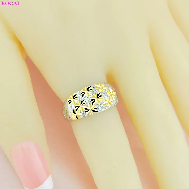 

BOCAI Real S925 Sterling silver rings for women Thai silver tricolor Charm 2021personality Simple female hand Argentum jewelry