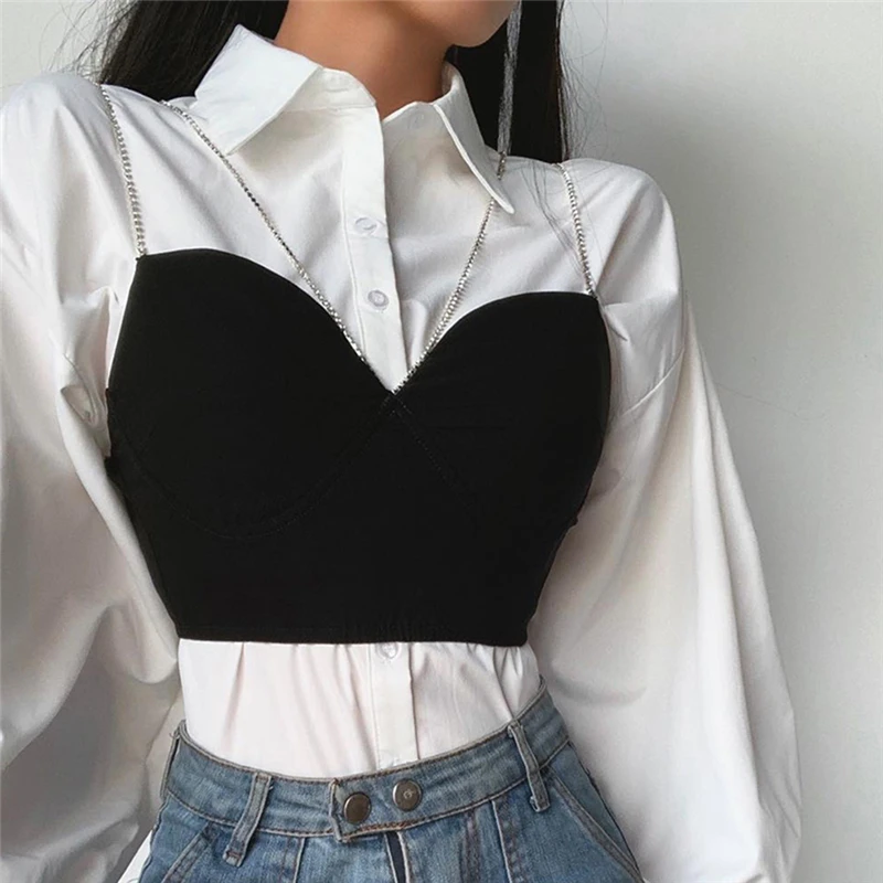 

Sexy Diamond Women Crop Top Strap Camis Spaghetti Bodycon Sexy Zipper 2022 Summer Clothes Skinny Camisole Party Club Tops
