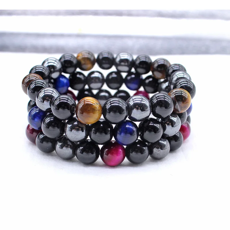 Подвеска 8 мм 10 Тигр обсидиановый и черный гематитовый браслет для мужчин женщин