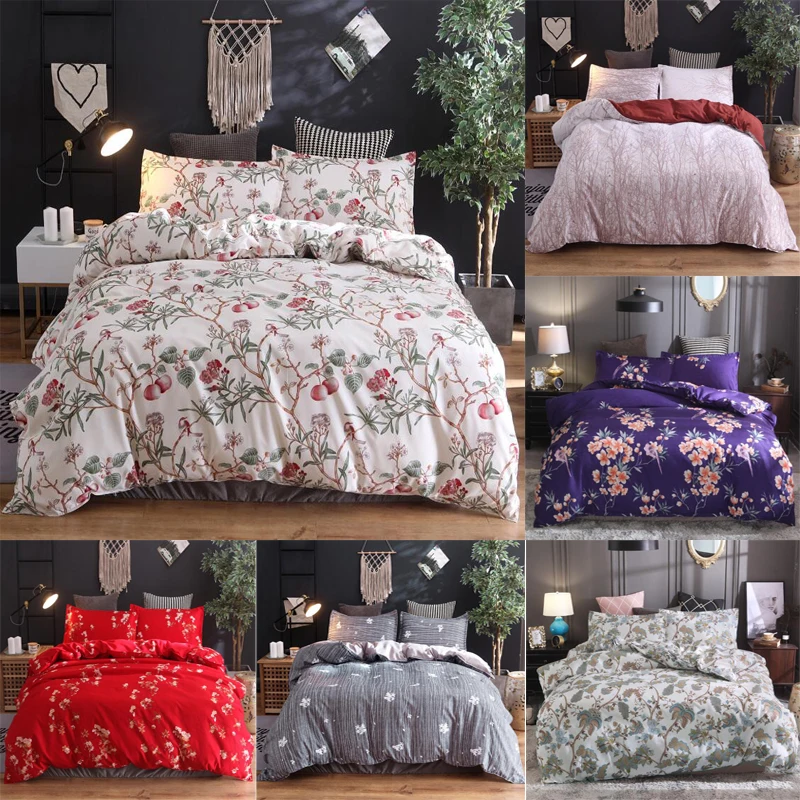 

3pcs Floral Printed Duvet Cover Set Duvet Cover Quilt Cover With Pillowcases Without Sheet Without Filler Polyester Bedding