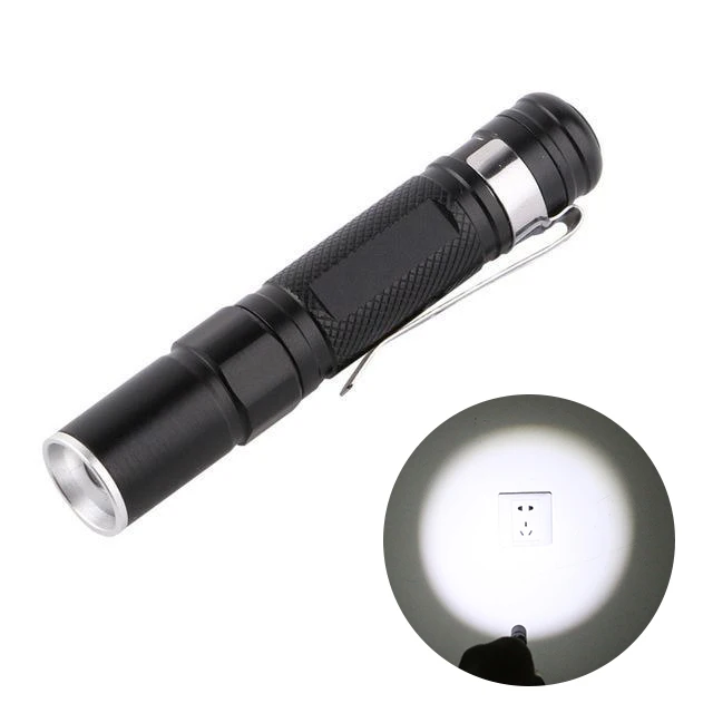 

Portable Flashlight with Clip Battery Type Water-Proof Zoomable Durable Portable for Hiking Camping Emergency