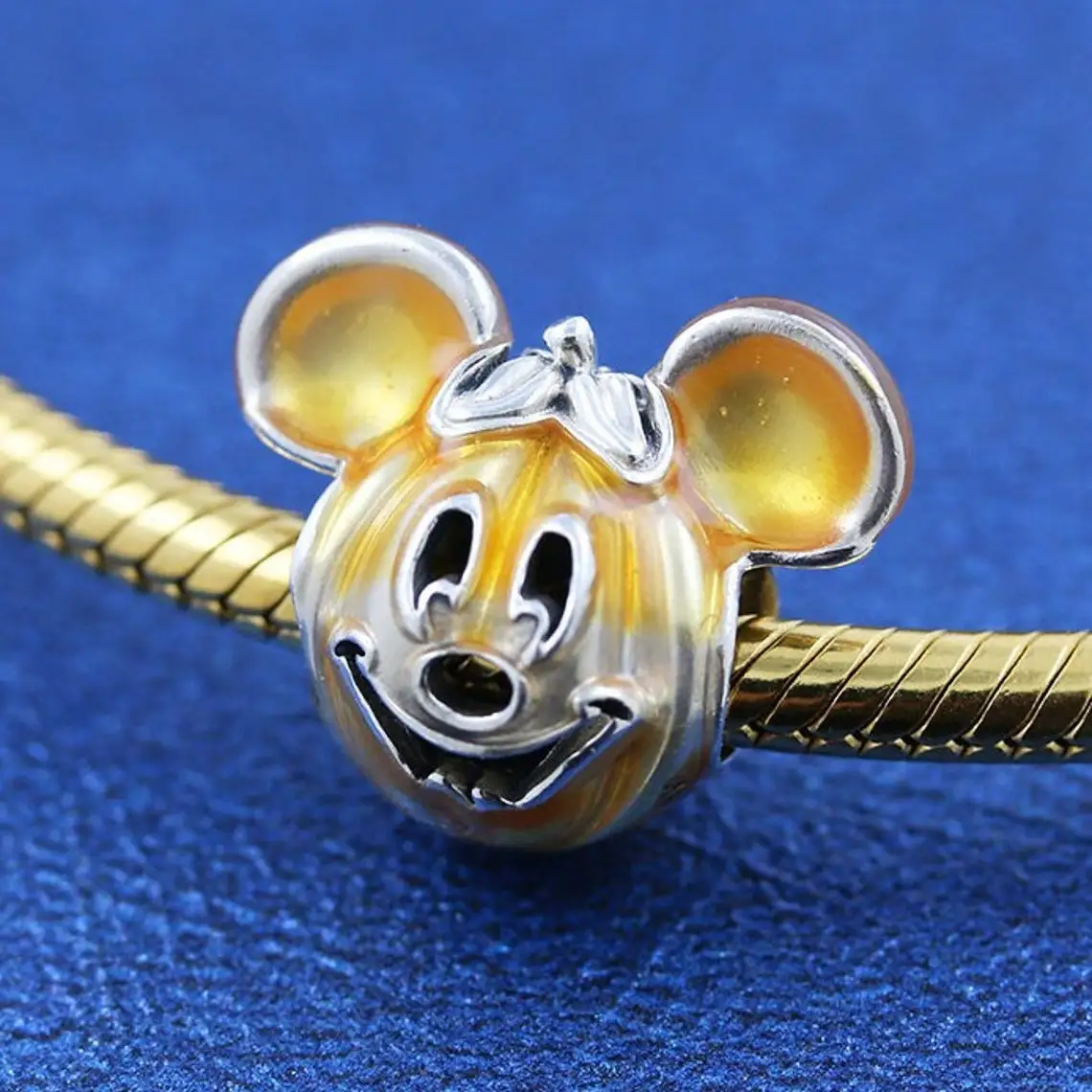 

925 Sterling Silver Micky Mouse Pumpkin with Enamel Charm Fits All European Pandora Jewelry Bracelets Necklaces